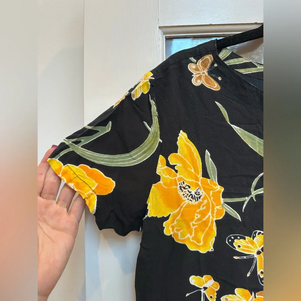 Vintage Peppermint Bay Y2K Midi Maxi Dress Butterfly Floral Resort Beach Size XL - Picture 2 of 13